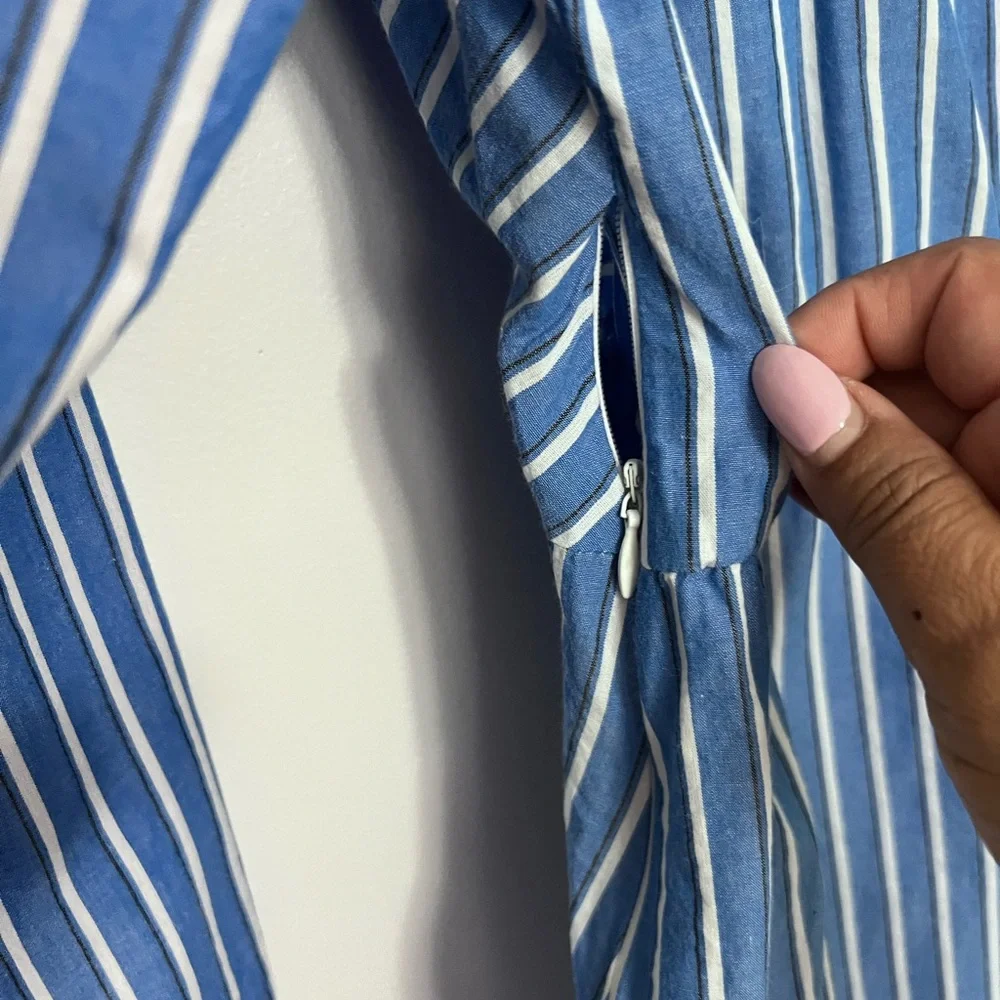 Steve Madden Blue and White Striped Shirt - Picture 7 of 9